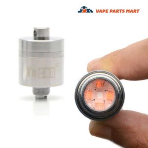Yocan Evolve Plus wax vape pen coil being held up by two fingers.