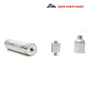The Yocan Evolve Plus XL Vaporizer pen battery, coil, and mouthpiece all on a white background.