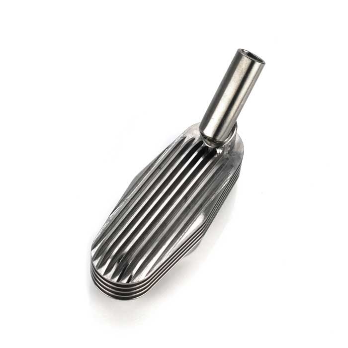 Mighty Vaporizer Stainless Steel Cooling Unit top view mouthpiece open Mighty Vaporizer Stainless Steel Cooling Unit top view mouthpiece open