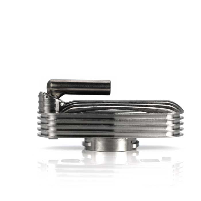 Mighty Vaporizer Stainless Steel Cooling Unit with mouthpiece closed Mighty Vaporizer Stainless Steel Cooling Unit with mouthpiece closed