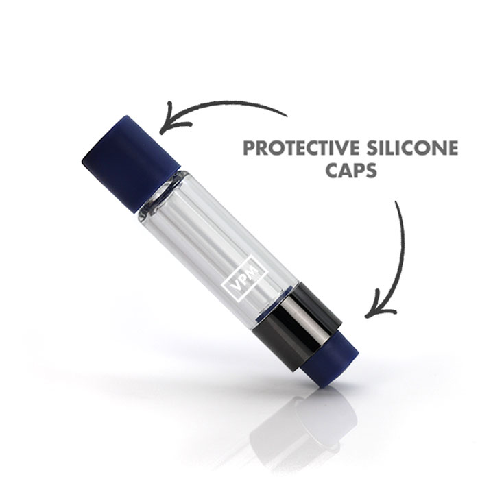 full glass all glass oil cartridges with silicone caps