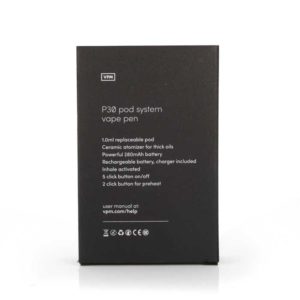 VPM P30 pod system vape back of packaging