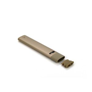 Gold CCell Slym vape on side showing mouthpiece cap uninstalled